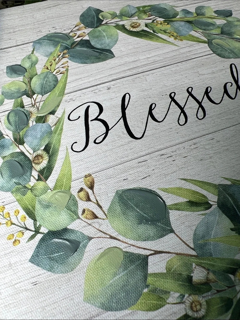 🌻Thankful & Blessed Green Wreath Wall Art - Home Holiday Décor